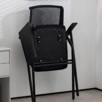 Black Modern Office Task Chair with ergonomic design, padded seat, and rolling casters for easy mobility.