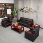 Luxurious 5-seater executive office sofa with premium upholstery, high-density cushions, and a sleek modern design for corporate and reception areas.