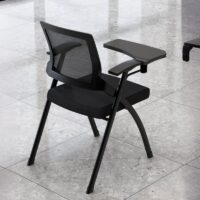 Foldable Office Training Chair with a sturdy metal frame, ergonomic seat, and breathable mesh backrest, designed for offices, classrooms, and conference rooms.