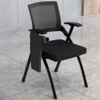 Foldable Office Training Chair with a sturdy metal frame, ergonomic seat, and breathable mesh backrest, designed for offices, classrooms, and conference rooms.