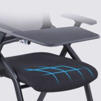 Black modern office task chair with adjustable height, padded seat, and ergonomic backrest, designed for comfort and support in any workspace.