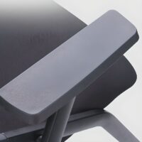 Black modern office task chair with adjustable height, padded seat, and ergonomic backrest, designed for comfort and support in any workspace.