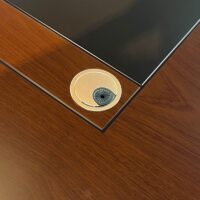 Adjustable office computer desk with a modern design, featuring height-adjustable functionality and a spacious work surface for an ergonomic workspace.