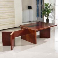2.4m boardroom conference table with wood veneer finish and integrated cable management, ideal for corporate meetings.