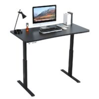 Home office height adjustable standing desk with a spacious surface and smooth electric lift mechanism.