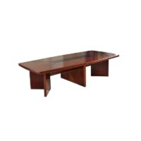 2.4m boardroom conference table with wood veneer finish and integrated cable management, ideal for corporate meetings.
