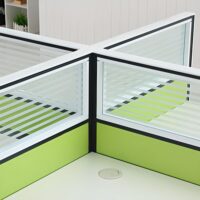4-way office straight workstation with ergonomic design and privacy dividers.