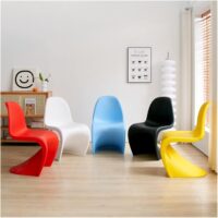 The Vitra Panton Eames Chair with a sleek, ergonomic design, molded construction, and a timeless aesthetic, perfect for modern and classic interiors.