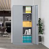 2-door steel cabinet with adjustable shelves, lockable doors, and a durable powder-coated finish for secure office or home storage.