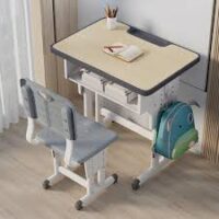 A sleek contemporary study table with a minimalist design, built-in storage, and a modern finish, ideal for home offices and study spaces.
