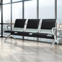 A 3-Link Padded Metallic Waiting Chair with a sturdy metal frame, padded seats, and ergonomic design, ideal for offices, lobbies, and public spaces.