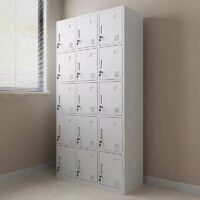 Sturdy 15 Locker Storage Cabinet with individual locks, ventilation slots, and a durable steel frame, ideal for offices, schools, gyms, and industrial spaces.