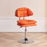 Stylish adjustable bar stool with a padded seat, ergonomic backrest, and sturdy metal base, perfect for kitchens, bars, and cafes.