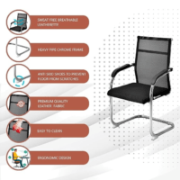 An ergonomic mesh office chair designed for comfort and support. The chair features a breathable mesh backrest to provide ventilation, promoting airflow and reducing heat buildup. The seat is cushioned with a plush, padded cushion that contours to the user’s body for enhanced comfort. Adjustable armrests allow for a customized sitting experience, and the seat height is also adjustable, accommodating various user heights. The chair has a tilt function, allowing for a smooth recline, providing ergonomic support during long hours of sitting. A sturdy, five-point base ensures stability, with smooth-rolling casters for easy mobility across different floor types. The sleek, modern design blends well with contemporary office spaces. Ideal for long working sessions, this chair combines form and function to improve posture and reduce discomfort. The mesh material offers durability while maintaining a lightweight feel, making it perfect for both home and professional office environments.