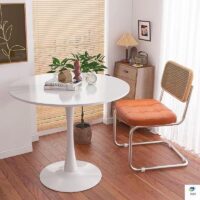 Striped Outdoor Plastic Chair with Arms - Image 2
