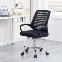 Adjustable Height Swivel Black Office Chair with Arms - Image 22