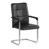 Leather Visitor Chair with Chrome Support - Image 7