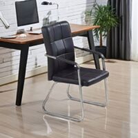 Leather Visitor Chair with Chrome Support